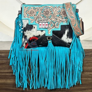 2026 New Arrival Hand Tooled Leather Fringe Crossbody Bag for Women Vintage Genuine Cowhide Leather Single Shoulder Bag Handbag - Product Image 1