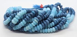 ลูกปัดโอปอลสีน้ำเงินโอเรกอนแบบเรียบขนาด 9-10 มม. ลูกปัดพลอยโอปอลสีฟ้าเทอร์ควอยซ์ 16 นิ้ว ลูกปัดโอปอลสีน้ำเงินไล่เฉดสีธรรมชาติ - Product Image 4