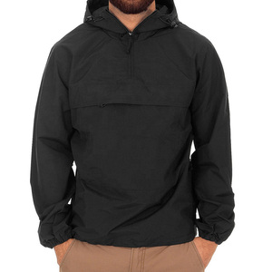 Men's <b>Black</b> Hooded Windproof Quarter-Zip <b>Jacket</b> Casual Winter Outdoor Wear Regular Fit Polyester Shell Worsted Reversible - Product Image 3