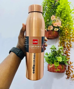 Bouteille d'eau en cuivre transportant un sac en toile 100% bouteille en cuivre pur pour l'eau potable d'Inde - Product Image 6