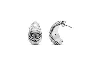 Ribbed and <strong>Beaded</strong> Curved <strong>Stud</strong> <strong>Earrings</strong> - Product Image 1
