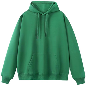 Sudadera con Capucha Oversize Verde para Hombre, Casual, Lisa, de Felpa Francesa, con Bolsillo, Manga Larga, Tejida para Otoño - Product Image 4