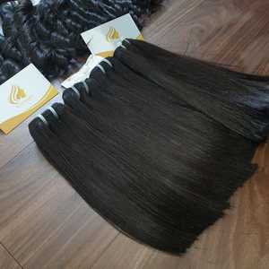 Proveedores Natura Vietnam Extensiones de cabello humano virgen Tejido de doble dibujado Cutícula cruda alineada Remy Paquetes de cabello ondulado recto sedoso - Product Image 2