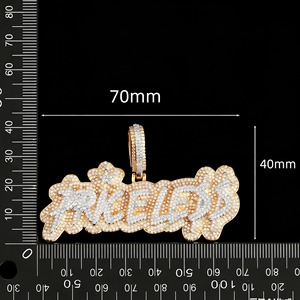 Collier pendentif Iced Out avec inscription 'PRICELESS' et symboles de dollar / Pendentif Hip Hop micro-pavé de diamants / Bijoux et accessoires pour hommes - Product Image 5
