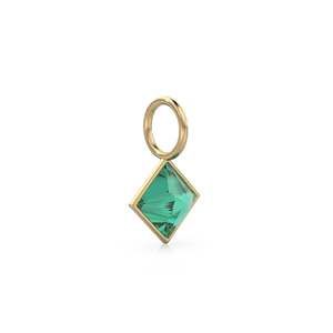 Pendentif Breloque en Or Jaune Massif 14 carats avec Émeraude Zambienne 5mm, Monture pour Bijoux / Pierre de Naissance de Mai / Pierre Précieuse Verte Taille Princesse - Product Image 6