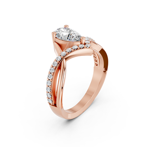 Bague de fiançailles Zota Jewel en or 14 carats avec diamant de laboratoire taille poire certifié IGI, bijoux de luxe pour femmes, modèle LLR14/496 - Product Image 2