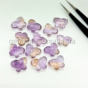 Piedras preciosas de ametrino natural talladas en forma de mariposa de 14x10 mm para la fabricación de joyas, cuentas para colgantes, proveedor mayorista a granel de la India. - Product Image 2