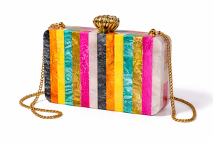 Luxury Handmade Resin Clutch <b>Bag</b> for Women Pearl Beaded Evening Purse with Acrylic Cover for Weddings & Parties - Product Image 5