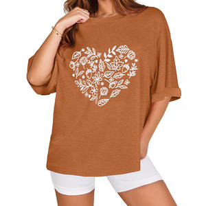 Camiseta Casual Ecológica para Mujer, Diseño Personalizado, 100% Poliéster, Alta Calidad, Venta al Por Mayor, Cuello en V, Lisa, Teñida, Comprimida - Product Image 1