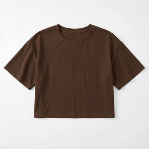 Wholesale Plain Women T Shirts Heavyweight Oversized Cotton Blank Tee Custom Logo Drop Shoulder Streetwear Solid <b>Tops</b> - Product Image 5