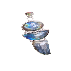 Lebradorite Pendant Electroplated India's Sier Gemstone Stone for Love Healing Quartz Carved Natural <b>Crystal</b> Agate - Product Image 3