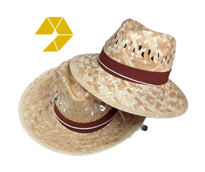Sombrero de Paja Natural a Rayas Hecho a Mano, Ala Ancha, Unisex, Casual, para Playa, Viajes, Protección Solar, Precio al por Mayor de Vietnam - Product Image 1