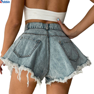 Pantalones Cortos de Mezclilla para Mujer, Talla Grande, Nuevos, Casuales de Verano, Color Azul Claro, con Cierre, Pierna Ancha - Product Image 6