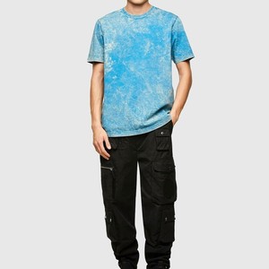 Men's Tie-Dye Short Sleeve O-Neck T-Shirt Regular Fit Casual Cotton Jersey Blue Patterned Top Harry Johnson Production - Product Image 5