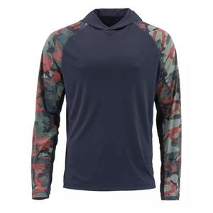 Men's Light color Long Sleeve Hooded Fishing Shirt Quick Dry UPF 50 Sun Protection Pullover <b>Top</b> Solid Color Adult Size - Product Image 3