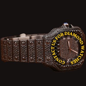 Nouvelle montre de luxe en moissanite, entièrement en or blanc, avec cadran carré noir et chiffres romains, montre tendance hip-hop - Product Image 4