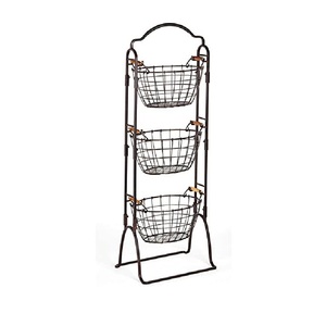 Panier de rangement de comptoir de cuisine en fil de fer, 3 niveaux, pour fruits et légumes, durable, taille et forme personnalisables, le plus tendance - Product Image 1