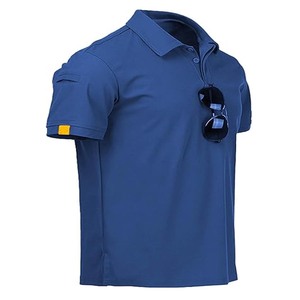เสื้อโปโลแขนสั้นผู้ชายทรงเข้ารูป ผ้าถัก สีพื้น สำหรับฤดูร้อน เสื้อไหมพรม เสื้อกอล์ฟ - Product Image 5