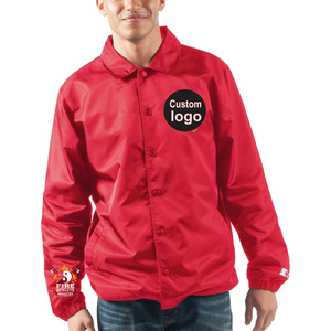 เสื้อแจ็คเก็ตกันลมแบบสั่งทำพิเศษสำหรับฤดูหนาวปี 2025 สำหรับผู้ชาย สีแดงรุ่นเรดเดอะเจเนอรัลโค้ช แบบติดกระดุมเต็มตัว - Product Image 4