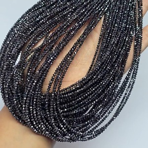 Perles rondes facettées en diamant noir naturel 1,8-2,2 mm, perles en diamant noir AAA, 16 pouces, perles en vrac pour la fabrication de bijoux, vente en gros - Product Image 1