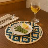 Sets de table bohèmes faits à la main en fibre de bambou 100% |   Écologique, épaisseur moyenne, sans motif |   Pack en gros pour restaurant/café/usage domestique