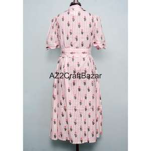 Women's Cute Cotton Block Floral Printed V-<b>Neck</b> A-Line Midi <b>Dress</b> Short Sleeve Boho <b>Weddings</b> Casual Party Wear Bikini Cover <b>Lace</b> - Product Image 6