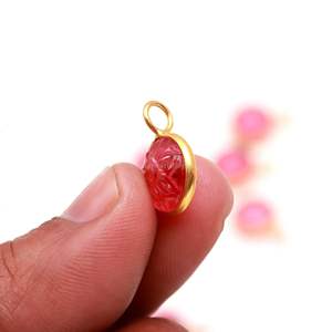 จี้รูปดอกไม้แกะสลักจากควอตซ์ทัวร์มาลีนสีชมพู AAA ชุบทองคำแท้ เงินแท้ 925 ประดับด้วยพลอยทัวร์มาลีน คริสตัลบำบัด - Product Image 3