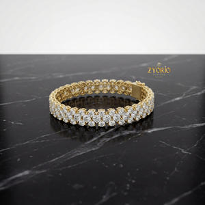 สร้อยคอเงินแท้ชุบทองคำขาวประดับเพชรแล็บโกรว์สองแถว ดีไซน์คลาสสิก สำหรับผู้หญิง เหมาะเป็นของขวัญงานแต่งงานหรืองานเลี้ยง สวยหรูระยิบระยับ - Product Image 1