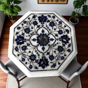 <b>white</b> marble inlay design work dinning and casual tables and <b>chairs</b> - Product Image 2