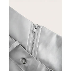 Minifalda de cuero PU para mujer con hebilla, cintura baja, cremallera duradera, ideal para verano y discoteca, venta al por mayor - Product Image 4