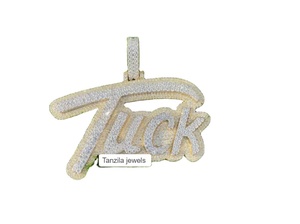 Pendentif lettre personnalisé en argent sterling Moissanite de forme ronde blanche et autres bijoux en diamant - Product Image 2