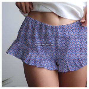 Shorts à volants légers pour femmes, fabriqués en usine, en vente, meilleure qualité, 100 % coton, imprimé bloc, pour l'été - Product Image 5