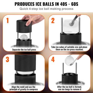 Kit de prensa para bolas de hielo de aleación de aluminio aeronáutico de 2.4 pulgadas (60 mm), con pinzas para hacer esferas de hielo y bandeja de goteo - Herramienta premium para prensar cubitos de hielo - Product Image 3