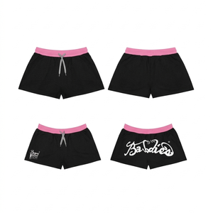 Shorts deportivos para mujer, de tela sin costuras, con cintura azul, logotipo impreso en serigrafía, transferencia térmica, personalizables, ajuste atlético. - Product Image 2