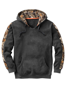 Sweat-shirt à capuche orange pour homme avec manches et doublure camouflage en polaire, coupe classique, vêtement décontracté pour l'automne - Product Image 4