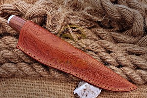 Handmade Fillet <b>Knife</b> colorful Wooden <b>Handle</b> Fixed Blade Fishing <b>Knife</b> Razor Sharp Fish Filleting <b>Knife</b> with Leather Sheath - Product Image 3