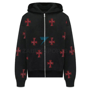 Sweat-shirt personnalisé pour homme avec strass, fournisseur de haute qualité, sweat à capuche pour homme avec motif en strass personnalisé - Product Image 1