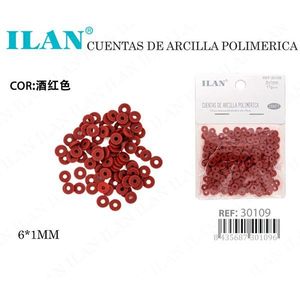 Cuentas de Arcilla Polimérica Ilan 6x1 mm Color Borgoña para Manualidades y Joyería - Product Image 3