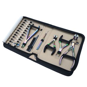 Kit d'outils professionnel pour extensions capillaires : Pince à sertir plate, Pince à retirer les micro-perles, Pince à extensions à clipser, Outil à boucles et crochets, Peigne - Product Image 1