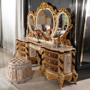 Juego de Dormitorio de Diseño Antiguo Europeo de Lujo, Estilo Barroco Italiano, en Madera de Caoba, Cama Doble Tapizada Tamaño King, Muebles para el Hogar y Hoteles - Product Image 6