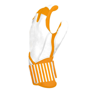 <b>Orange</b> White Split Finger Baseball Batting Gloves Pull On Closure Right Handed Adult Non Slip Training Glove - Product Image 4