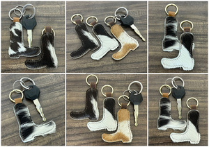 2026 New Personalized Handmade Cowhide Leather Boot Shaped Keychain Western Real Genuine Leather Key Fob Unisex Gift Accessories - Product Image 3