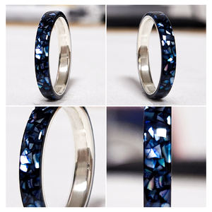 Anello di madreperla blu nero anello di Raden unico anello di moda fatto a mano alla moda coreana - Product Image 1