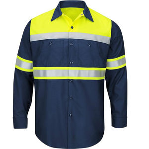 Camisas de botones de alta visibilidad en tela satinada, hechas a medida, de algodón, para trabajo, para hombres y mujeres, material suave y brillante para alta visibilidad - Product Image 4