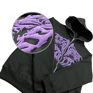 Sudadera con Capucha Unisex con Estampado Puff, Sudadera de Felpa de Algodón de Primera Calidad, Ropa Urbana Moderna, Diseño de Logotipo Personalizado - Product Image 6