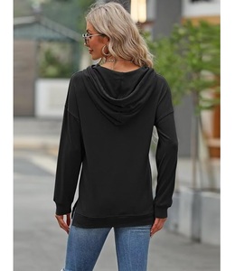 Nouvelle collection de sweat-shirts à capuche pour femmes, 100 % coton, manches longues, col en V, imprimés, confortables, pour l'hiver, personnalisables - Product Image 5