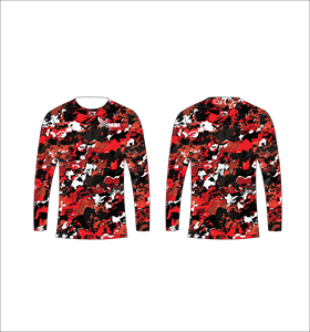 T-shirt à manches longues camouflage rouge urbain personnalisé, respirant, tactique, performant, pour l'entraînement sportif - Product Image 1