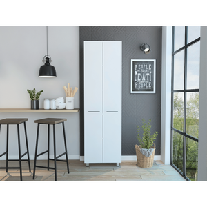 Dispensa Baleare a cinque ripiani con quattro gambe bianche, soluzione per l'organizzazione interna della cucina - Product Image 1