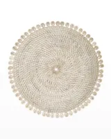 En gros, Napperon de table en rotin côtier marron, tressé avec coquillages cauris, thème estival, pour décoration de restaurant tropical