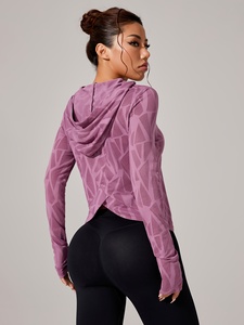 Wholesale Tops Seamless Slim Fit Zip up Long Sleeve Fitness <b>Jacket</b> Women Activewear <b>Yoga</b> <b>Jackets</b> Nylon Soft Ribbed - Product Image 4